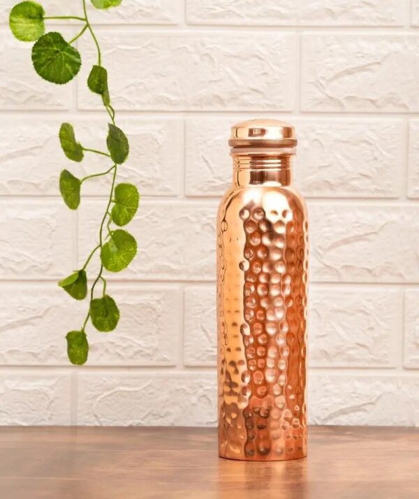 copper hammered water bottle